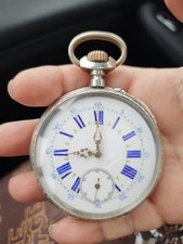 Remontoir 10 Rubis Precision Breguet Large Silver Pocket Watch 1800s 