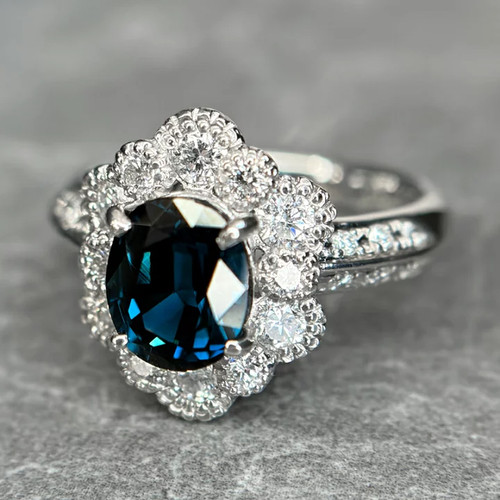 Anello zaffiro blu - blu, in