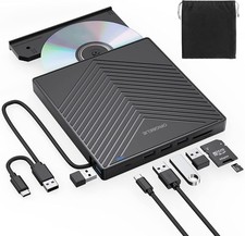 Unità CD/DVD esterna, masterizzatore CD ultra sottile USB 3.0 con 4 porte USB