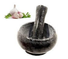 MINI MORTAIO CON PESTELLO IN MARMO SCURO DIAMETRO INTERNO  65 mm