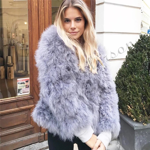 Cappotto pelliccia piuma