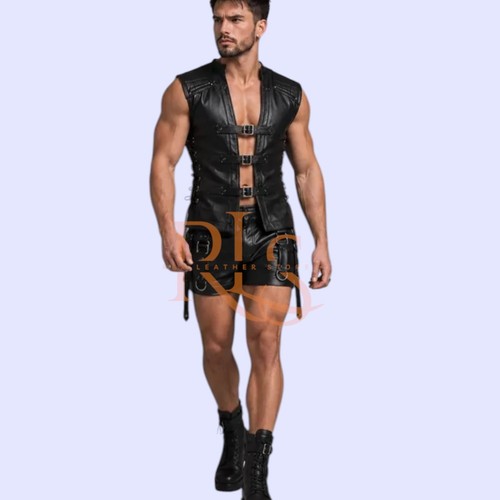Gilet uomo nero pelle gay - uomo,