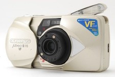 Olympus μ [mju:]-II 115 VF fotocamera pellicola argento testato flash otturatore funziona Giappone