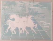 ALIGI SASSU LITOGRAFIA I CAVALLI DAL CUORE D'ARGENTO 1973 I cavalli innamorati