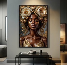 Donna nera con fiori, vetro