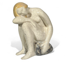 Naïade Sculpture Art déco signé Edition Kaza  Faience Craquelé era Robj Aladin