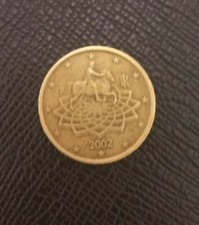 Moneta 50 Centesimi euro Italia 2002  Marco Aurelio - Errore di conio - RARA