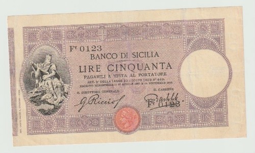 Banco sicilia lire del - banco, di