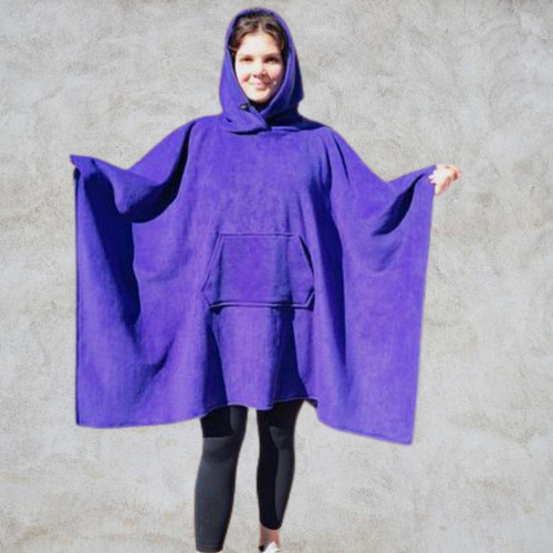 Purple fleece hooded blanket - purple,