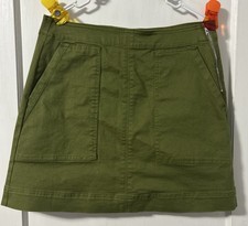 Gonna dritta denim verde - , oliva