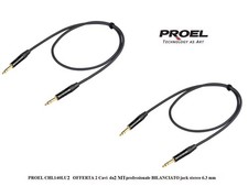 PROEL CHL140LU2 n° 2 Cavi da 2mt professionale BILANCIATO jack stereo 6.3 mm