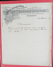 Fattura Commerciale Torino Marmi graniti Catella F.lli 1891 cm 22,5 x 28 circa