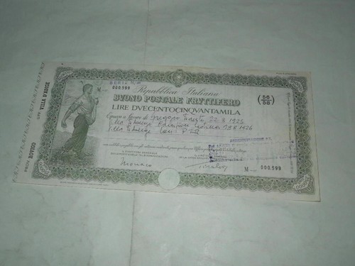 Buono postale fruttifero - buono, da