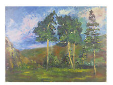 TAVOLETTA DIPINTA AD OLIO QUADRO VINTAGE PAESAGGIO CAMPAGNA FRANCIA '900 X7