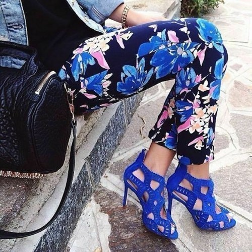 Pantalone zara blu stampa - pantalone,