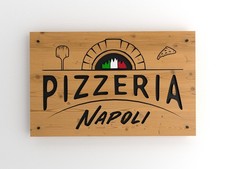 INSEGNA TARGA IN LEGNO PERSONALIZZATA SU MISURA  RISTORANTE PIZZERIA BAR  PUB