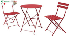 Set Bistrot, 1 Tavolo e 2 Sedie, Ripiegabile, Set da Balcone, Struttura in Metal