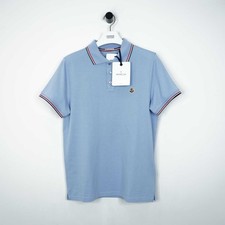 Polo Moncler blu cielo bordata