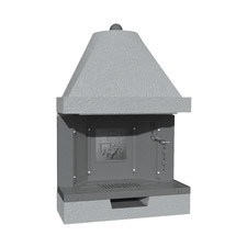 Camino A Legna Prefabbricato In Ghisa Con Focolare Aperto Su Due Lati M100TGHJ2L