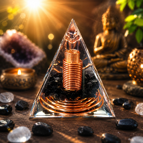 Orgonite pyramid obsidian - orgonite,