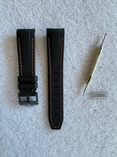 Cinturino Carbon Silicone Ansa 20mm Nero Cuciture Arancio  ideale OmegaxSwatch 