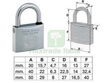 1BLISTER LUCCHETTO OTTONE CROMATO MARINO EUROMARINE ARCO NORMALE PL120 MM.50 (P: