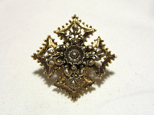 Anello croce floreale oro e - oro,