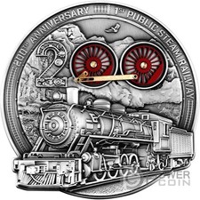 1° STEAMRAILWAY PUBBLICO 200° anniversario 10 oz moneta argento 10$ Barbados 2025