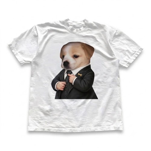Maglietta bianca meme cane - , da