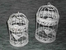 Antico Decorazione Gabbia per Uccelli 2er-Set IN Metallo Piante Fiori (W)