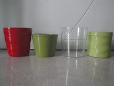 Lotto 4 Coprivaso per Orchidee / Fiori in Plastica e in Ceramica Colori Vari