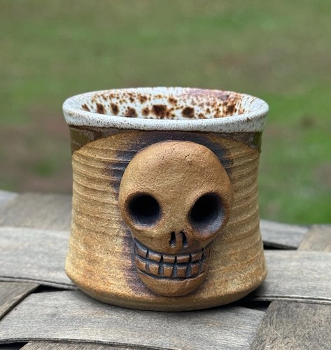 Portacandele teschio ceramica