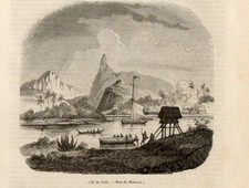 Stampa antica TAHITI baia