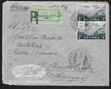 Copertine Eritrea Italiana 1940 2L Coppia Copertine Posta Aerea R Addis Abeba a Poretta