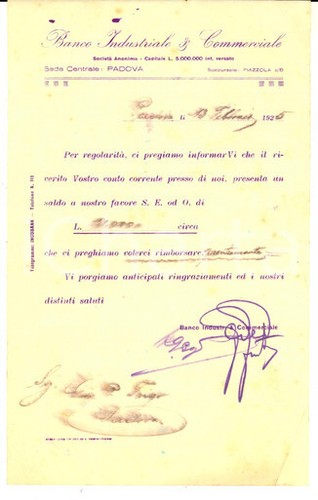 1925 padova banco industriale - banco,