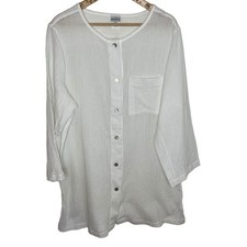 Blusa tunica top Marena bianca garza boxy Lagenlook taglia large