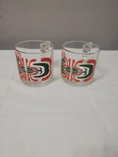 Coppia Tazze In Vetro Parentesi Nutella Anni 70/80