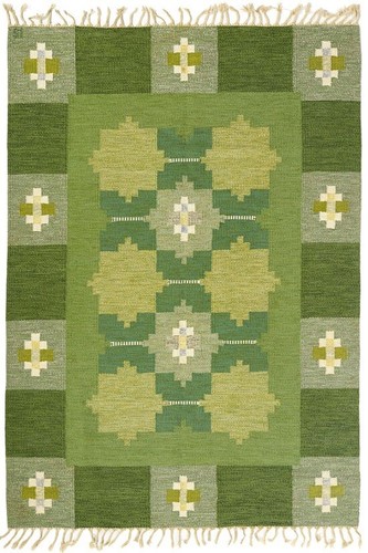 Tappeto lana cotone verde