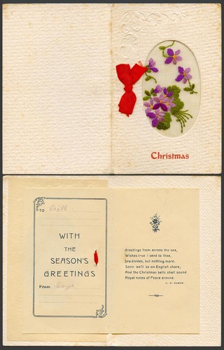 Ww1 silk embroidered old card - ww1,