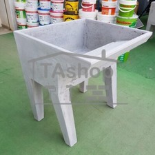 Pilozzo con lavatoio uso lavanderia con piedi in cemento grigio cm 60x55x73h