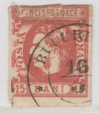 Romania Principe Carol 1869 15b vermiglio usato Scott 40 $40 A5P14F39964