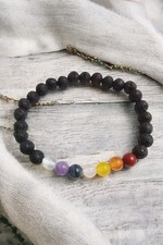Bracciale chakra con pietra lavica minerali uomo donna cristalloteria
