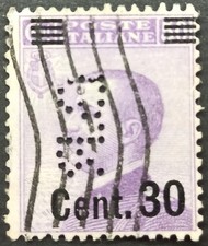 REGNO Perfin B.R. c.30 su c.50