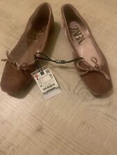 ZARA Ballerine Velluto Fioccò Beige Numero 40 Nuove