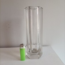 MURANO VASO ESAGONALE VINTAGE IN VETRO TRASPARENTE CRISTALLO