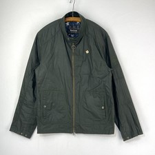 Barbour Steve McQueen Johnida Giacca Cera Uomo XL Verde Biker Bomber Harrington