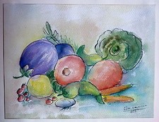 QUADRO ACQUERELLO FIRMATO ELSA LAGORIO 1957 NATURA MORTA - LENCI