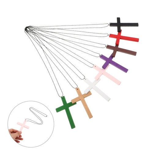 Collana con croce - , legno