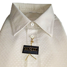 Camicia Uomo Manica Lunga Cerimonia Avorio Lavorata Vintage Real XXXL Semilucida