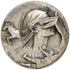 Medaglia Argento 50 Anni di SISAL Sport Italia, 1946 - 1996, Autore A. Grilli